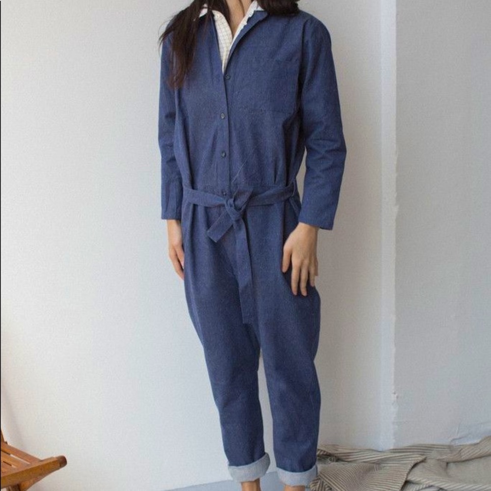 Base Range Silk Denim Jumpsuit, sz 6